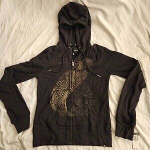 New Hurley Black Juniors M Hoodie Full Zip Jacket Surf Skate Y2k Medium